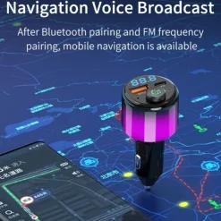 Bluetooth 5.3 FM Transmitter for Car PD 30W+QC 3.0 Dual-Port Fast Car Charger Wireless FM Radio Bluetooth Car Adapter with Hands-Free Calling