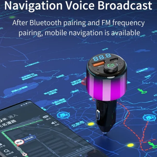 Bluetooth 5.3 FM Transmitter for Car PD 30W+QC 3.0 Dual-Port Fast Car Charger Wireless FM Radio Bluetooth Car Adapter with Hands-Free Calling