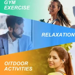 Bluetooth 5.1 Headphones Sports Earbuds 50H Deep Bass Noise Cancelling Headphones with Mic IP7 Waterproof Over-Ear Headphones USB-C/LCD Display for Running