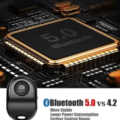 Bluetooth 5.0 Remote Shutter for iPhone & Android Camera Wireless Remote Control Selfie Button for iPad iPod Tablet HD Selfie Clicker for Photos & Videos