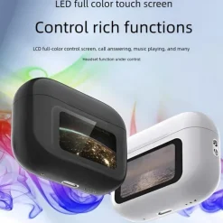 Bluetooth 5.4 wireless earbuds LCD color screen ANC Noise cancelling TWS sports headphones