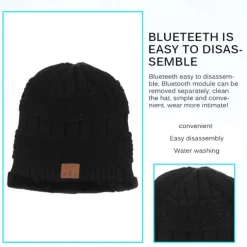 Bluetooth Beanie with Scarf Bluetooth Rechargeable Knit Cap with Wireless Hands Free Head Hat Christmas Gift for Men and Women