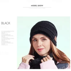 Bluetooth Beanie with Scarf Bluetooth Rechargeable Knit Cap with Wireless Hands Free Head Hat Christmas Gift for Men and Women