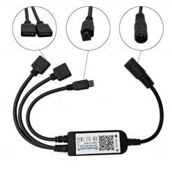 Bluetooth Double outlet LED Smart Controller Working with Android and IOS System Free App for RGB LED Light Comes With 24 Keys IR Remote Control DC5V-24