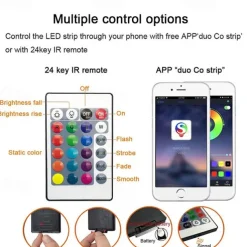 Bluetooth Double outlet LED Smart Controller Working with Android and IOS System Free App for RGB LED Light Comes With 24 Keys IR Remote Control DC5V-24