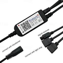 Bluetooth Double outlet LED Smart Controller Working with Android and IOS System Free App for RGB LED Light Comes With 24 Keys IR Remote Control DC5V-24