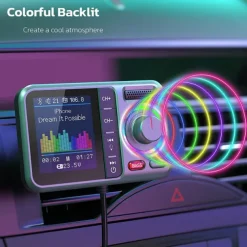 Bluetooth FM Transmitter for Car Wireless Car Bluetooth Adapter with Color Screen Support QC3.0 Fast Charging Hands-Free Call MP3 Music Player BASS&TRE Booster TF Card