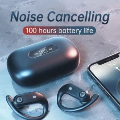 Bluetooth Headphones 4 Mic Clear Calls 100 Hours Playtime with 2200 mAh Wireless Charging Case Stador Wireless Earbuds Sweatproof Waterproof Earmuffs for Sports Running Workout Games