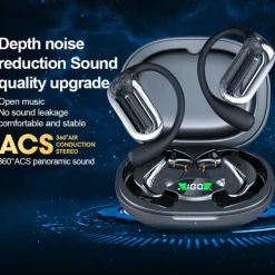 Bluetooth Headset Real Time Translation Headset Talking Music 144 Languages Translation Touch Headset AI Translation Headset Long Term Sports Noise Cancellation Waterproof LED Digital Display