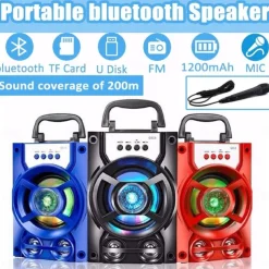 Bluetooth 5.1v Portable PA Speaker With/without Microphone Color Changing LED Light Rechargeable Karaoke Machine Supports TF Card/USB FM , Perfect for Party