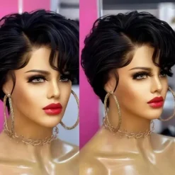 Bob Wig Human Hair Short Lace Front Wigs for Black Women Human Hair Wig Pixie Cut Wig Pre Plucked T Part Lace Frontal Wig with Baby Hair