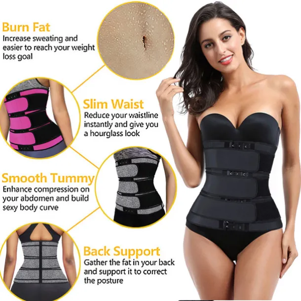 Body Shaper Sweat Waist Trimmer Sauna Belt Sports Neoprene Yoga Gym Workout Pilates Adjustable Durable Weight Loss Tummy Fat Burner Hot Sweat For Women Home Outfits