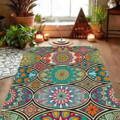 Bohemian Floor Mat Anti-Slip Door Mat Hallway Carpets Area Rugs Washable for Bedroom Living Room Kitchen Bathroom