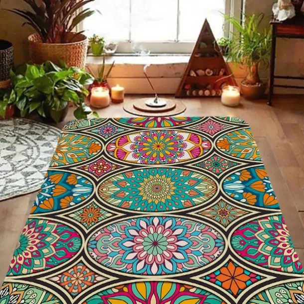 Bohemian Floor Mat Anti-Slip Door Mat Hallway Carpets Area Rugs Washable for Bedroom Living Room Kitchen Bathroom