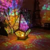 Bohemian Geometric Hollow Floor Lamp, USB Charging Retro LED Lamp with Colorful 3D Projection for Home Decor, Weddings and Parties