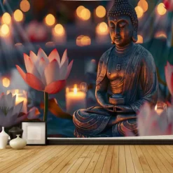 Boho Buddha Hanging Tapestry Wall Art Large Tapestry Mural Decor Photograph Backdrop Blanket Curtain Home Bedroom Living Room Decoration