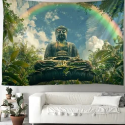 Boho Buddha Hanging Tapestry Wall Art Large Tapestry Mural Decor Photograph Backdrop Blanket Curtain Home Bedroom Living Room Decoration