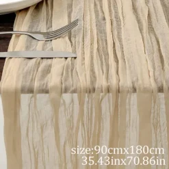 Boho Cheesecloth Table Runner Long Gauze Romantic Table Runner for Weddings, Bridal Showers, Baby Showers, Thanksgiving, Birthdays, Dining Room, Dresser, Fathers Day, Teachers Day, Home Decor