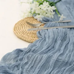 Boho Cheesecloth Table Runner Long Gauze Romantic Table Runner for Weddings, Bridal Showers, Baby Showers, Thanksgiving, Birthdays, Dining Room, Dresser, Fathers Day, Teachers Day, Home Decor