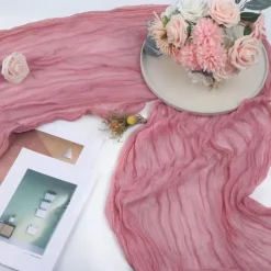 Boho Cheesecloth Table Runner Long Gauze Romantic Table Runner for Weddings, Bridal Showers, Baby Showers, Thanksgiving, Birthdays, Dining Room, Dresser, Fathers Day, Teachers Day, Home Decor