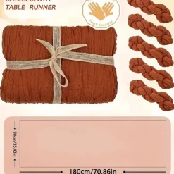 Boho Cheesecloth Table Runner Long Gauze Romantic Table Runner for Weddings, Bridal Showers, Baby Showers, Thanksgiving, Birthdays, Dining Room, Dresser, Fathers Day, Teachers Day, Home Decor