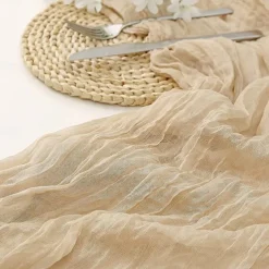 Boho Cheesecloth Table Runner Long Gauze Romantic Table Runner for Weddings, Bridal Showers, Baby Showers, Thanksgiving, Birthdays, Dining Room, Dresser, Fathers Day, Teachers Day, Home Decor