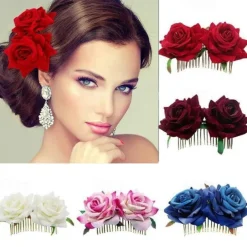 Boho Chic Garland Double Flannel Rose Hair Clips For Women Girl Hair Band Fork Comb Hairpin Flower Jewelry Hair Accessories