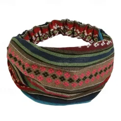 Boho Headbands for Women Girls Wide Hippie Hair Accessories Colorful Stripe Head Bands for Women's Hair Fashion Hairbands Turban Headwraps Non Slip