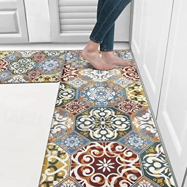 Boho Kitchen Rugs Anti Slip Door Mats for Kitchen Floor Kitchen Rugs and Mats Non Skid Waterproof Kitchen Runner Comfort Standing Mat