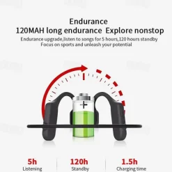 Bone Conduction Earphone Bluetooth5.0 Stereo Open Ended Design Headphone Sweatproof Waterproof 6D Surround Directional Sound Field Headset for Sport