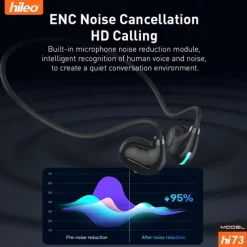 Bone Conduction Headphone Ear Hook Bluetooth 5.3 LED Light Ergonomic Design Stereo