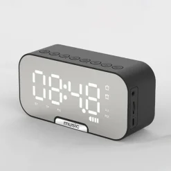 border Creative Digital Electronic Clock LED Mirror Double Alarm Wireless Speaker Music Alarm Clock