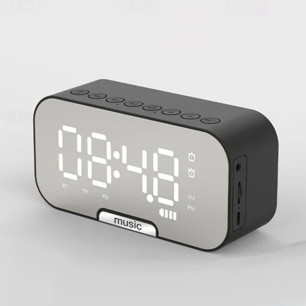border Creative Digital Electronic Clock LED Mirror Double Alarm Wireless Speaker Music Alarm Clock