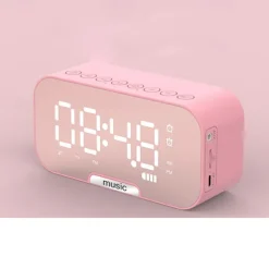 border Creative Digital Electronic Clock LED Mirror Double Alarm Wireless Speaker Music Alarm Clock