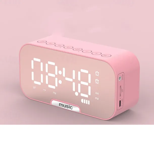 border Creative Digital Electronic Clock LED Mirror Double Alarm Wireless Speaker Music Alarm Clock