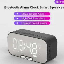 border Creative Digital Electronic Clock LED Mirror Double Alarm Wireless Speaker Music Alarm Clock