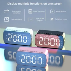 border Creative Digital Electronic Clock LED Mirror Double Alarm Wireless Speaker Music Alarm Clock