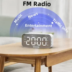border Creative Digital Electronic Clock LED Mirror Double Alarm Wireless Speaker Music Alarm Clock