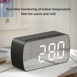 border Creative Digital Electronic Clock LED Mirror Double Alarm Wireless Speaker Music Alarm Clock