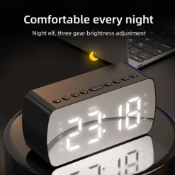 border Creative Digital Electronic Clock LED Mirror Double Alarm Wireless Speaker Music Alarm Clock
