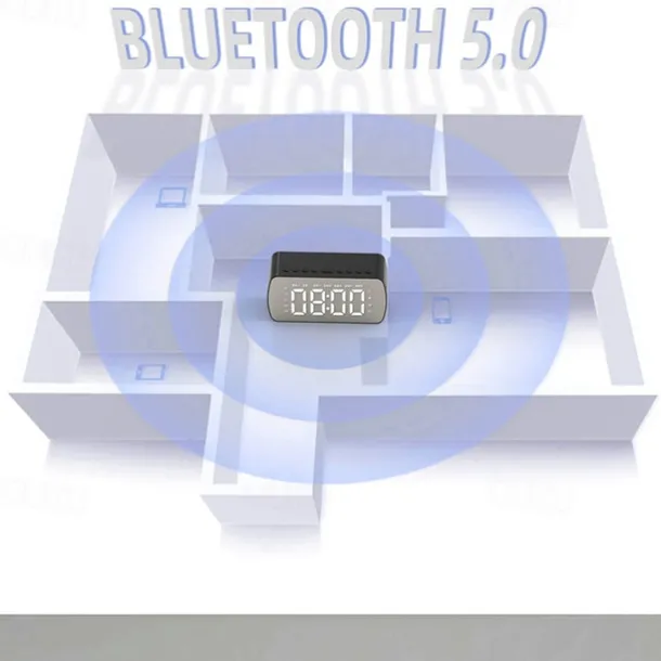 border Creative Digital Electronic Clock LED Mirror Double Alarm Wireless Speaker Music Alarm Clock