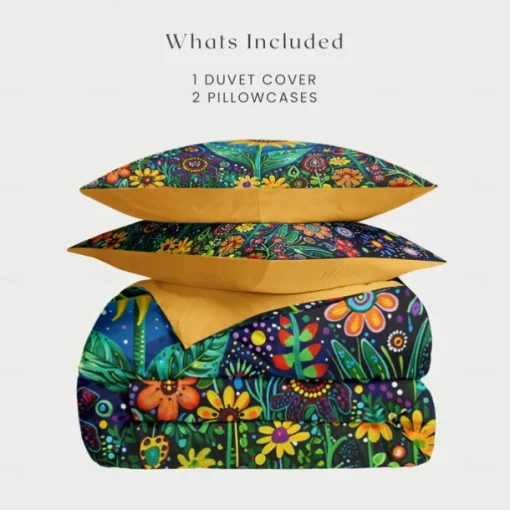 Botanical Floral Duvet Cover Set - Includes Duvet Cover and Pillowcases - Elegant and Nature-Inspired Design - Soft and Comfortable Fabric - Perfect for Bedroom Decor