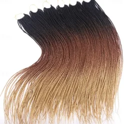 Box Braids Crochet Hair 6 Packs 24 Inch Ombre Dark Roots Honey Blonde 3X Goddess Senegalese Twist Tissage Fiber Kanekalon Braiding Hair Extensions 22 Strands/Pack 100g