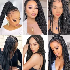 Box Braids Crochet Hair 6 Packs 24 Inch Ombre Dark Roots Honey Blonde 3X Goddess Senegalese Twist Tissage Fiber Kanekalon Braiding Hair Extensions 22 Strands/Pack 100g