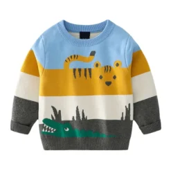 Boys 3D Animal Cartoon Tiger Sweatshirt Long Sleeve Fall Winter Active Basic Kids 3-8 Years Outdoor Indoor Regular Fit