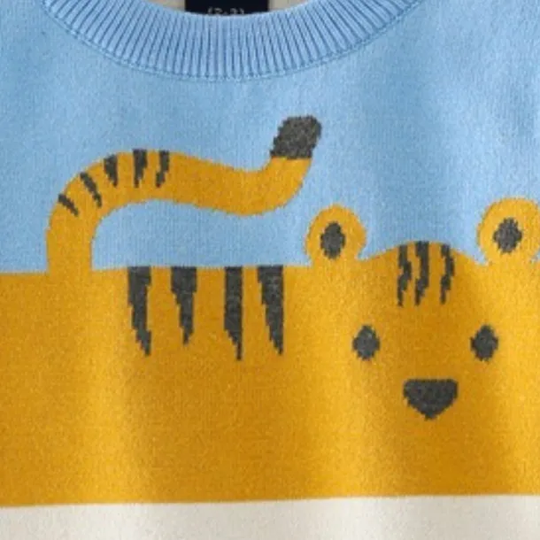 Boys 3D Animal Cartoon Tiger Sweatshirt Long Sleeve Fall Winter Active Basic Kids 3-8 Years Outdoor Indoor Regular Fit