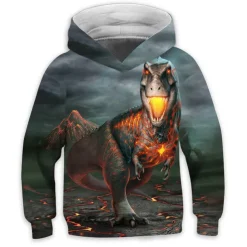 Boys 3D Animal Dinosaur Hoodie Long Sleeve 3D Print Spring Winter Active Sports Fashion Kids 3-12 Years Outdoor Daily Indoor Regular Fit