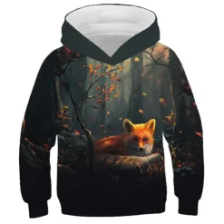 Boys 3D Animal Fox Hoodie Long Sleeve 3D Print Spring Fall Active Cute Streetwear Kids 3-12 Years Daily