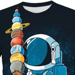 Boys 3D Astronaut T shirt Short Sleeve 3D Print Summer Spring Active Sports Fashion Kids 3-12 Years Outdoor Daily Indoor Regular Fit