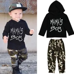 Boys 3D Camo Camouflage Letter Hoodie & Sweatpants Set Clothing Set Long Sleeve Fall Winter Cool Toddler 1-5 Years Vacation Regular Fit